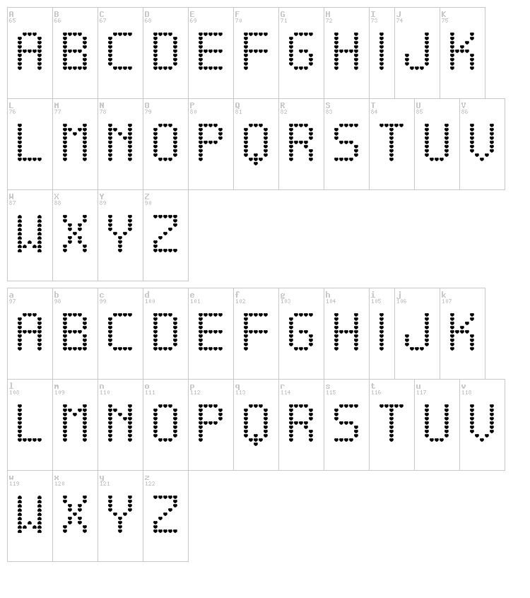 Amame TFB font map